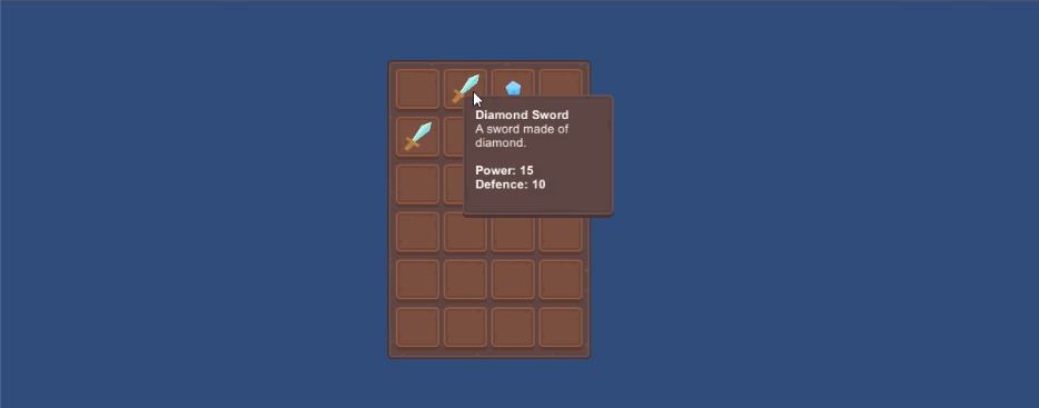 Game inventory mockup in Unity