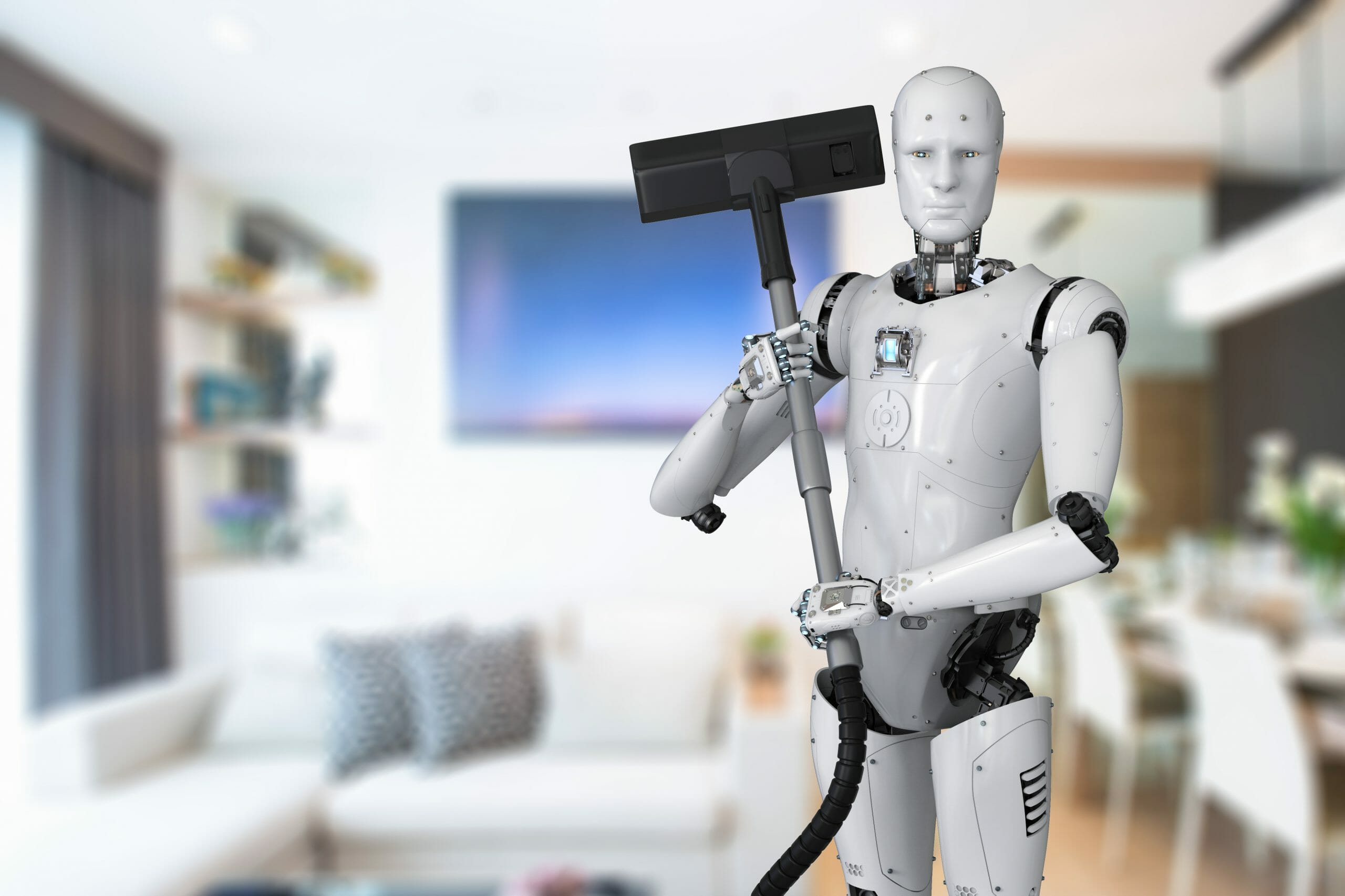 Robot cleaning up the house