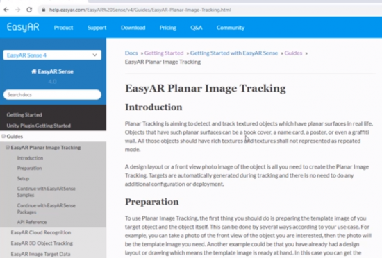 EasyAR Image Tracking documentation