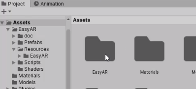 EasyAR folder in Unity Assets folder
