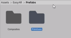 Primitives folder in EasyAR Prefabs