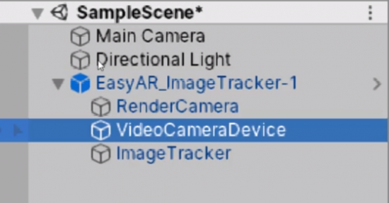 VideoCameraDevice in Unity Hierarchy