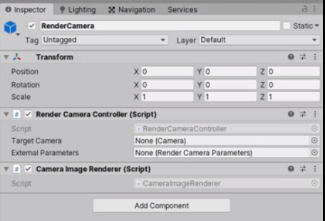 RenderCamera component in Unity Inspector
