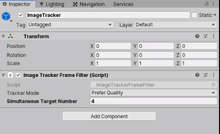 ImageTracker component in Unity Inspector