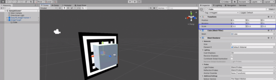 Cube object scaled in Unity EasyAR project