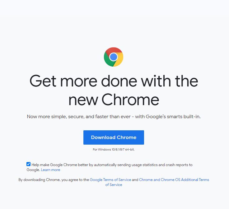 Google Chrome download screen