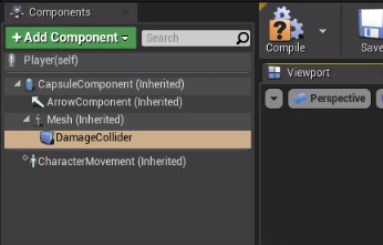 Damage Collider added to Player's Components