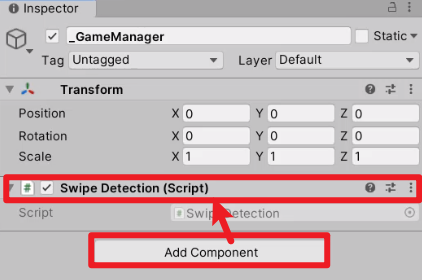 Swipe Detection Script added to GameManager