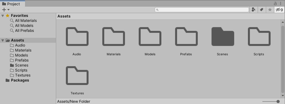 project browser with folders