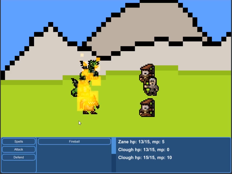 Screenshot of a turn-based RPG showing the battle mechanics