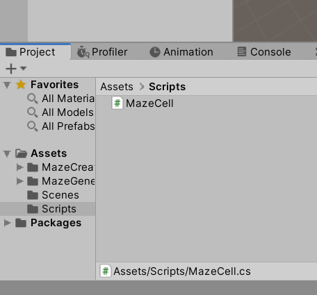 A screenshot of the newly created C# script
