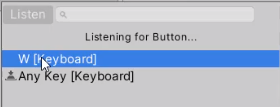 W Keyboard button selected from listening options