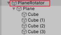 PlaneRotator parent object added to Plane in Unity Hierarchy
