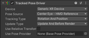 Tracked Pose Driver component in Unity Inspector