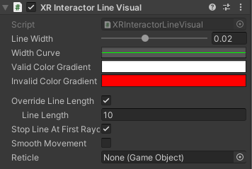 XR Interactor Line Visual component in Unity Inspector