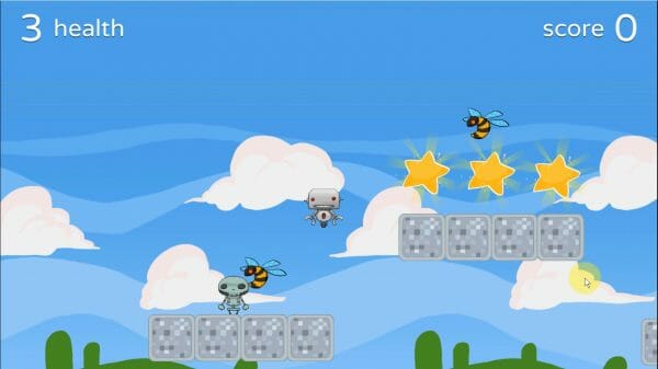Screenshot of a platformer made with Unity Playground