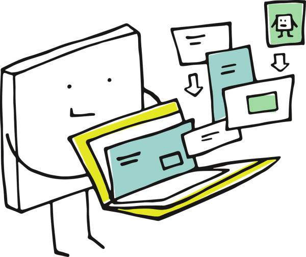 Illustration showing someone opening a file folder