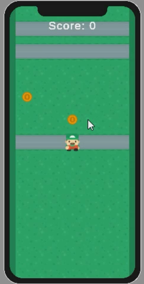 Screenshot of a mobile road crossing game