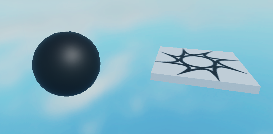 Roblox Studio with the sphere colored black