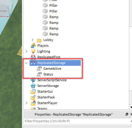 Roblox Studio Explore with the Replicated Storage section circled