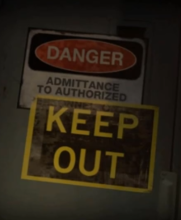 Danger signs on a wal