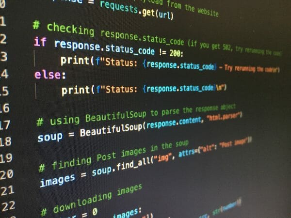 Photo of Python code on computer screen