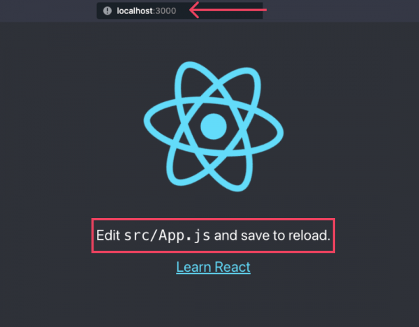 Screen Shot of Create React App Demo App in Computer Browser