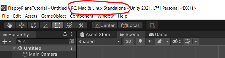 The current build platform of a Unity project (desktop)