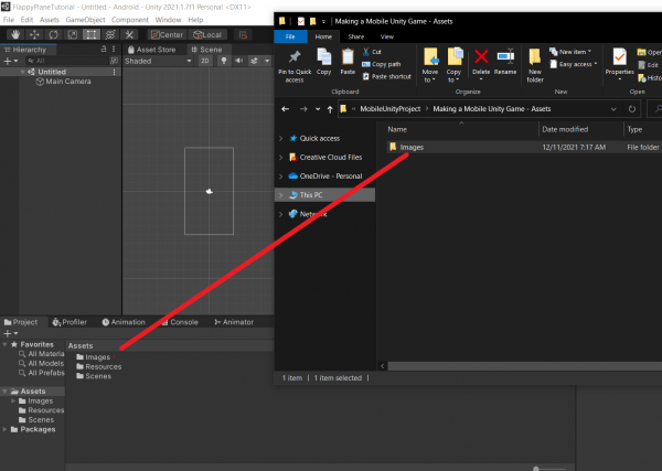 Importing the images file directly into Unity