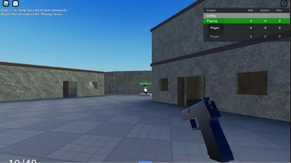 Screenshot of an FPS game made in Roblox