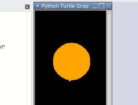 Screenshot of sun object made with Python turtle