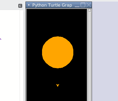 Screenshot of Python solar system project after penup and pendown commands
