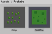 Unity showing crop-based Prefabs for tutorial