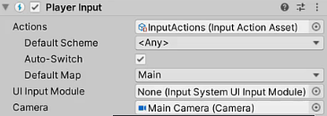 Player Input component settings in Unity