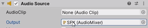 Assigning the SFX group as Output in Unity