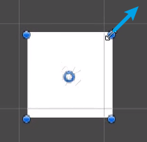 Click and drag the blue circles around to scale the image in Unity