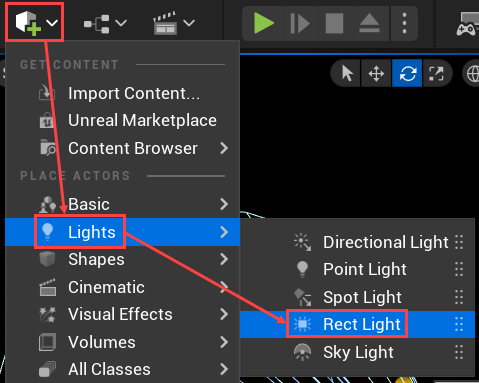 Creating a Rect Light in Unreal Engine