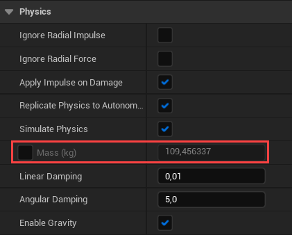 Mass property in Unreal Engine