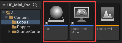 Actor and GameMode blueprints added to the Loops folder