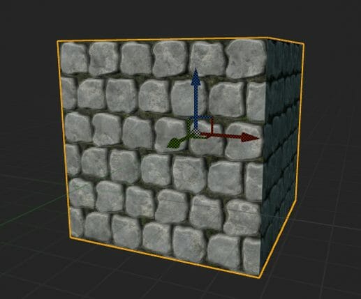 Cube with the 'M_CobbleStone_Smooth' texture in Unreal Engine