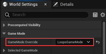 Making the 'GameMode Override' reference the LoopsGameMode