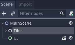 Selecting the Tiles in the MainScene in Godot