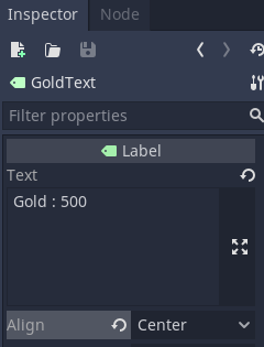 Setting a sample text for our label in Godot 