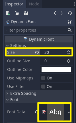 Setting up the new font's attributes in the Inspector