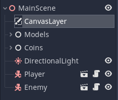 Creating a new CanvasLayer node in Godot