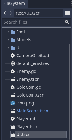 Placing the UI.tscn as a child node of the CanvasLayer