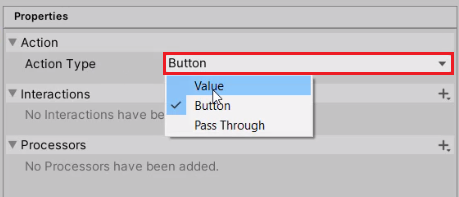 Setting the Action Type to be Button