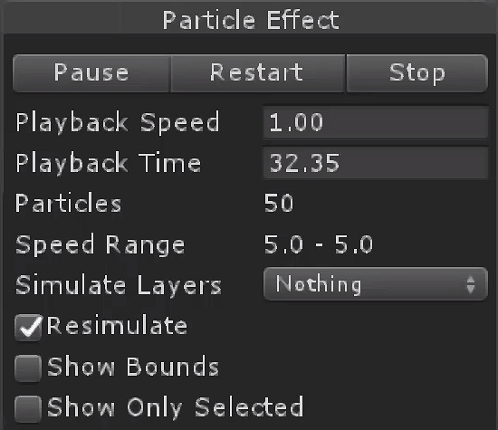 Particle effect pop-up menu in Unity