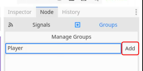 adding player node to group