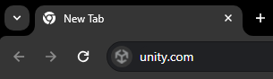 Unity.com typed into the address bar for Google Chrome